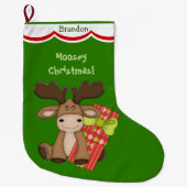 Grande Chaussette De Noël Noël mignon Moosey Personnalisé (Devant)