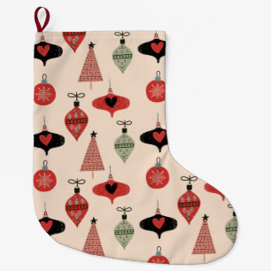 Grande Chaussette De Noël Noël Moderne de milieu de siècle Grand Chausson de