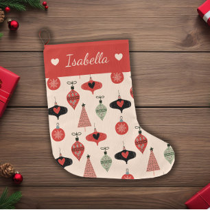 Grande Chaussette De Noël Noël Moderne du Milieu du Siècle Personnalisé