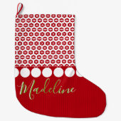 Grande Chaussette De Noël Noël moderne stockant de rétros flocons de neige (Devant)