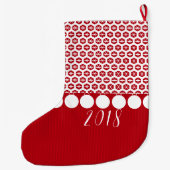 Grande Chaussette De Noël Noël moderne stockant de rétros flocons de neige (Dos)