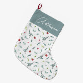 Grande Chaussette De Noël Noël Monogramme de vacances d'hiver classique (Devant (Accrochage))