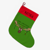 Grande Chaussette De Noël Noël Moose mignonne drôle Christmoose (Devant (Accrochage))