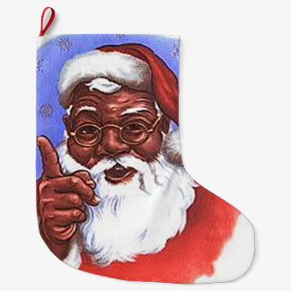 Grande Chaussette De Noël Noël noir du père noël d'Afro-américain