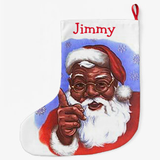 Grande Chaussette De Noël Noël noir du père noël d'Afro-américain