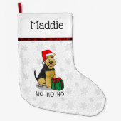 Grande Chaussette De Noël Noël Père Noël Casquette Welsh Terrier Chien migno (Devant)