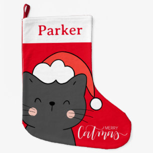 Grande Chaussette De Noël Noël Père Noël Chat Merry Catmas