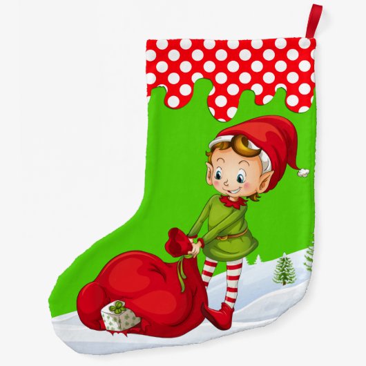 Grande Chaussette De Noël Noël Père Noël Elfe Noël Stocker (Dos)