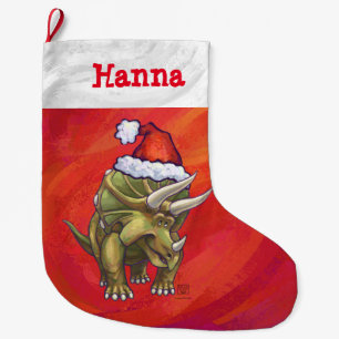 Grande Chaussette De Noël Noël personnalisé de fête de Triceratops