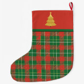 Grande Chaussette De Noël Noël Plaid rouge avec vert (Dos)