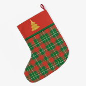 Grande Chaussette De Noël Noël Plaid rouge avec vert (Dos (Accrochage))