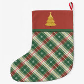 Grande Chaussette De Noël Noël Plaid vert et blanc (Dos)