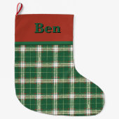 Grande Chaussette De Noël Noël Plaid vert et blanc (Devant)