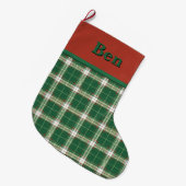 Grande Chaussette De Noël Noël Plaid vert et blanc (Devant (Accrochage))