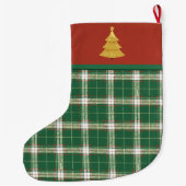 Grande Chaussette De Noël Noël Plaid vert et blanc (Dos)