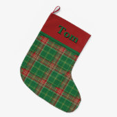 Grande Chaussette De Noël Noël Plaid vert et rouge (Devant (Accrochage))