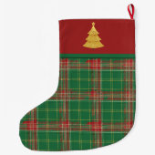 Grande Chaussette De Noël Noël Plaid vert et rouge (Dos)
