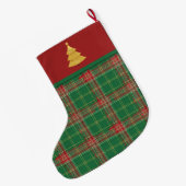 Grande Chaussette De Noël Noël Plaid vert et rouge (Dos (Accrochage))