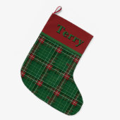 Grande Chaussette De Noël Noël Plaid vert et rouge (Devant (Accrochage))