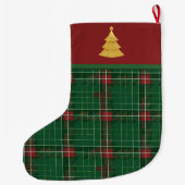 Grande Chaussette De Noël Noël Plaid vert et rouge (Dos)