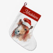 Grande Chaussette De Noël Noël Pony mignonne Cheval équestre Santa Hat (Devant (Accrochage))