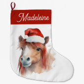 Grande Chaussette De Noël Noël Pony mignonne Cheval équestre Santa Hat (Devant)