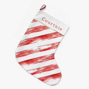 Grande Chaussette De Noël Noël Rayures Rouge Blanc Or