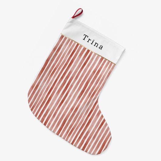 Grande Chaussette De Noël Noël Rayures Rouges Blanches (Devant (Accrochage))