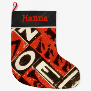 Grande Chaussette De Noël Noel rouge Vintage personnalisé Noël