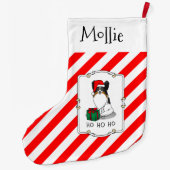 Grande Chaussette De Noël Noël Santa Hat Papillon (tri-couleur) Chien mignon (Dos)