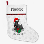 Grande Chaussette De Noël Noël Santa Hat Scottish Terrier (noir) mignonne (Devant)