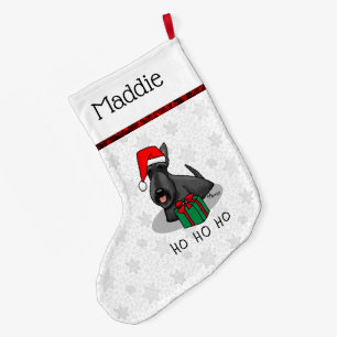 Grande Chaussette De Noël Noël Santa Hat Scottish Terrier (noir) mignonne