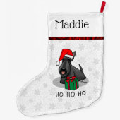 Grande Chaussette De Noël Noël Santa Hat Scottish Terrier (noir) mignonne (Dos)