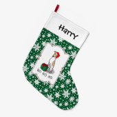 Grande Chaussette De Noël Noël Santa Hat Whippet Chien Faune et blanc mignet (Devant (Accrochage))