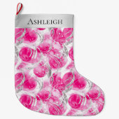 Grande Chaussette De Noël Noël Silver Pretty Chic Pink Glam (Devant)