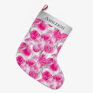 Grande Chaussette De Noël Noël Silver Pretty Chic Pink Glam