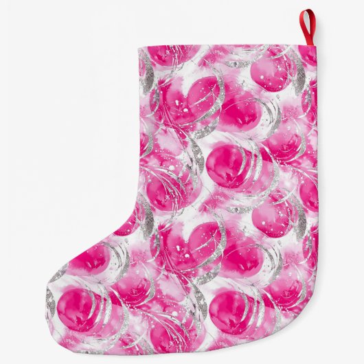 Grande Chaussette De Noël Noël Silver Pretty Chic Pink Glam (Dos)