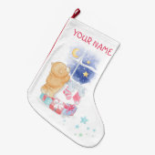 GRANDE CHAUSSETTE DE NOËL NOËL STOCKAGE : BÉBÉ OURS & CADEAUX (Devant (Accrochage))