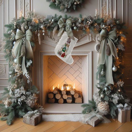 Grande Chaussette De Noël Noël Stocker Les maisons en pain d'épices