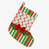 Grande Chaussette De Noël Noël Stocker, Noël Père Noël Stripe (Devant (Accrochage))