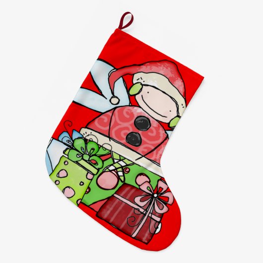 Grande Chaussette De Noël Noël Stocker, Père Noël Angel Rouge (Devant (Accrochage))