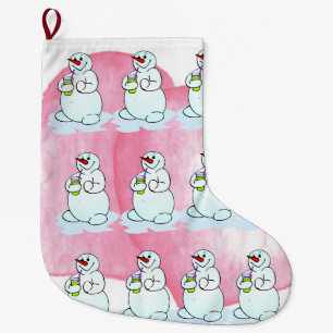 Grande Chaussette De Noël Noël Stocker, Snowman Rose