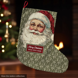 Grande Chaussette De Noël Noël traditionnel Père Noël Stocker Vintage