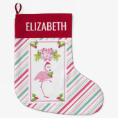 Grande Chaussette De Noël Noël tropical Flamant rose rose (Devant)