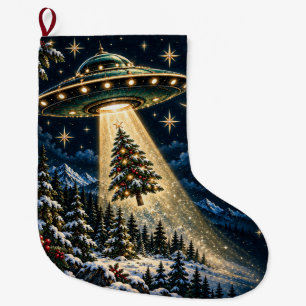 Grande Chaussette De Noël Noël UFO Aspire l'Arbre de Noël