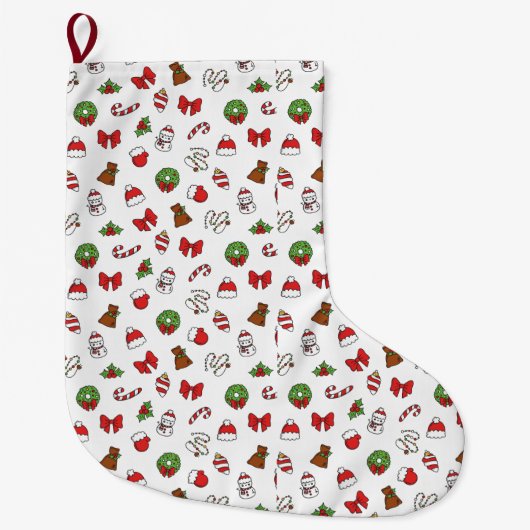 Grande Chaussette De Noël Noël Vacances Mignonne Décoration Santa Hat (Devant)