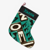 Grande Chaussette De Noël Noël vert Vintage personnalisé (Devant (Accrochage))