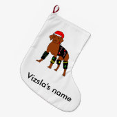 Grande Chaussette De Noël Noël Vizsla de Velcro (Devant (Accrochage))