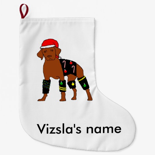 Grande Chaussette De Noël Noël Vizsla de Velcro (Devant)