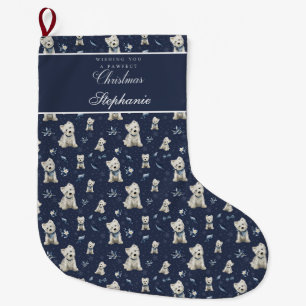 Grande Chaussette De Noël Noël Westie blanc